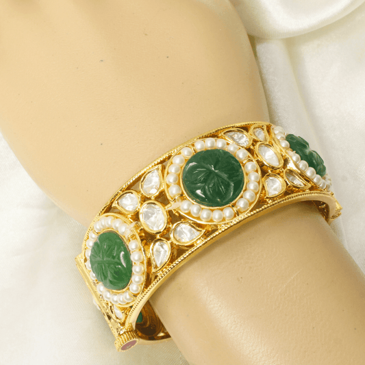 GOLDEN POLKI PEARL KADA - GREEN
