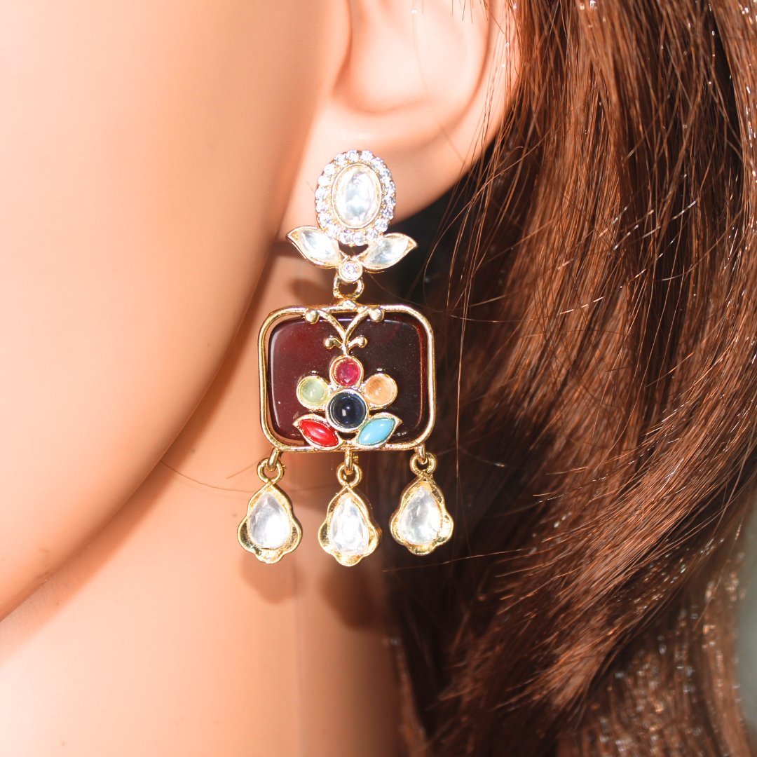 GULMOHAR- POLKI & STONE NECKLACE-MULTICOLOUR