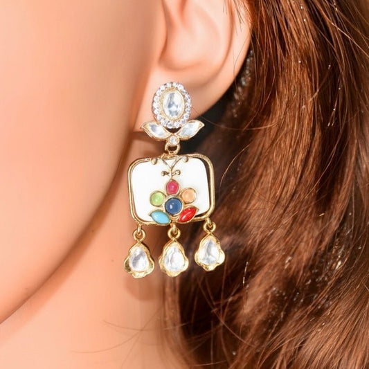 GULMOHAR- POLKI & STONE NECKLACE-WHITE