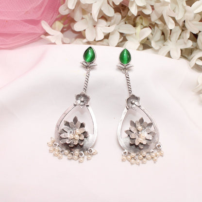 GULMOHAR DANGLE EARRING- GREEN