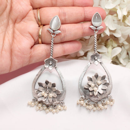 GULMOHAR DANGLE EARRING- GREY