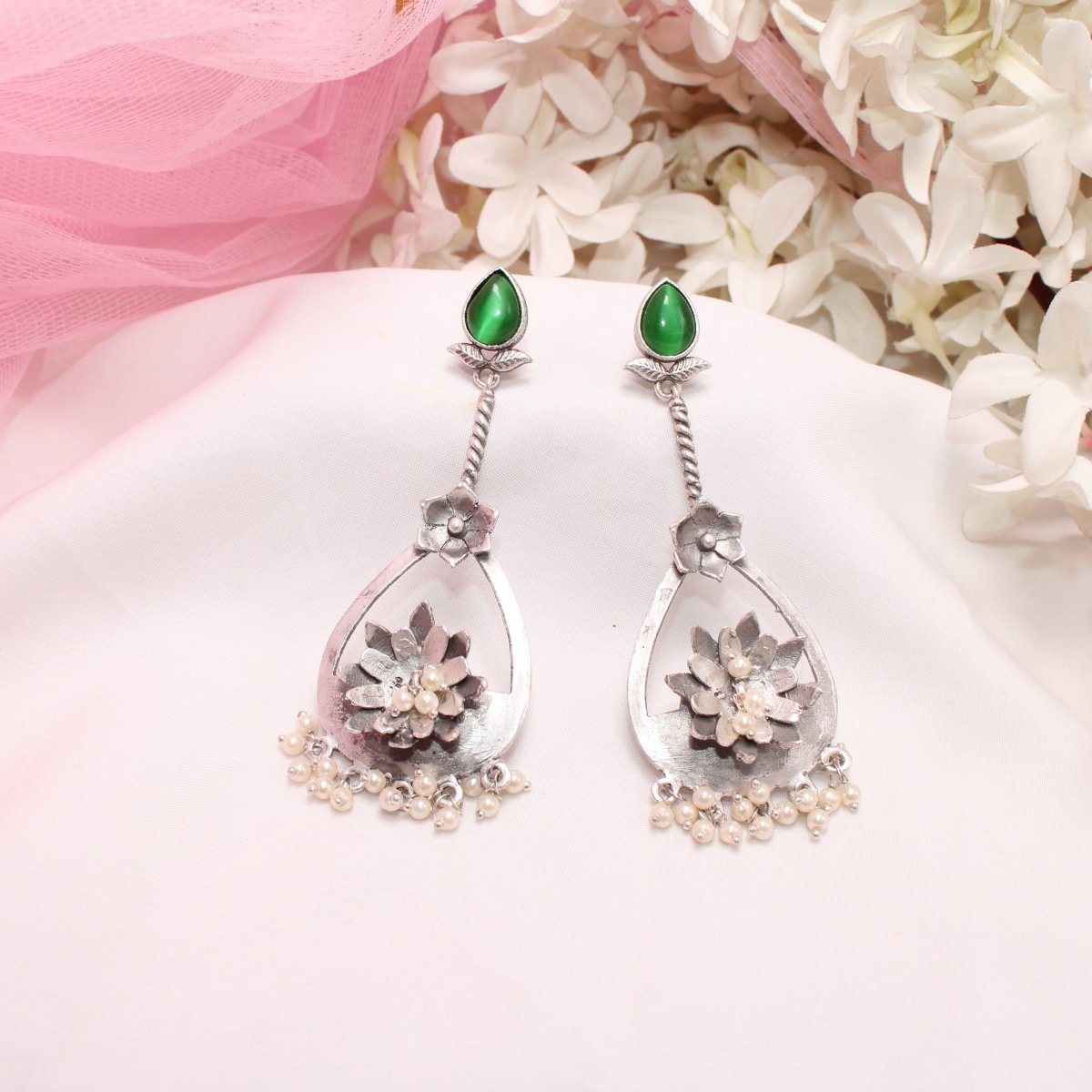 GULMOHAR DANGLE EARRING - GREEN