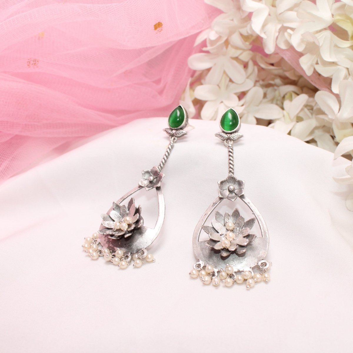 GULMOHAR DANGLE EARRING - GREEN