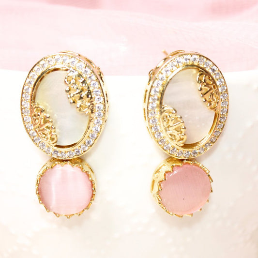 GULMOHAR - MOTHER OF PEARL STONE NECKLACE SET - MAUVE & MINT