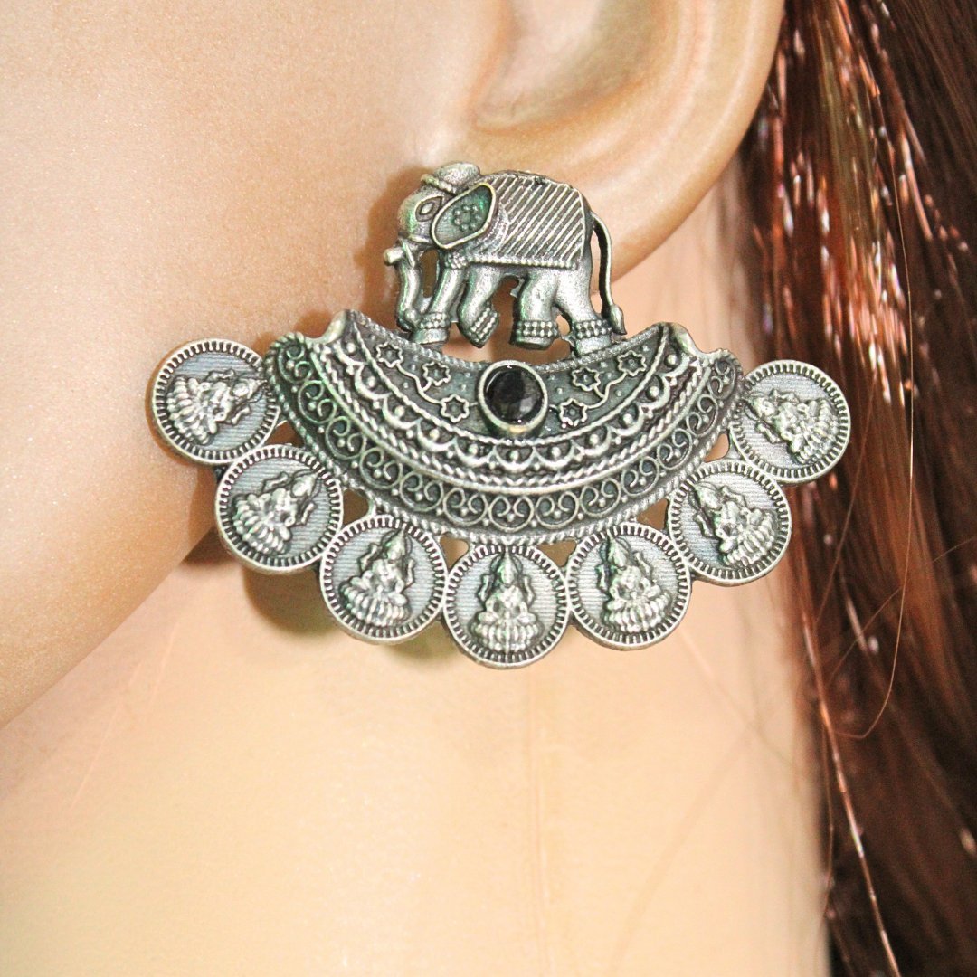 HAATHI LAKSMI PAIR STUD-BLACK