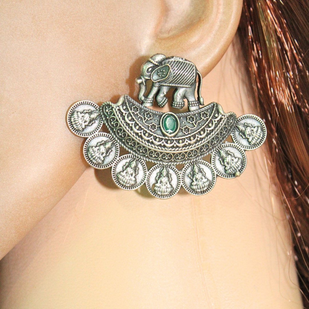 HAATHI LAKSMI PAIR STUD-GREEN