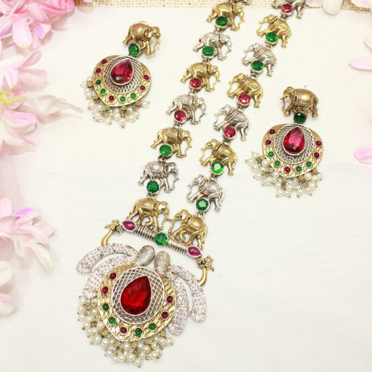 HAATHI PAIR DUAL TONE LONG HAAR-RED & GREEN