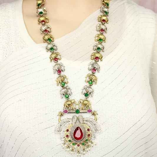 HAATHI PAIR DUAL TONE LONG HAAR - RED & GREEN