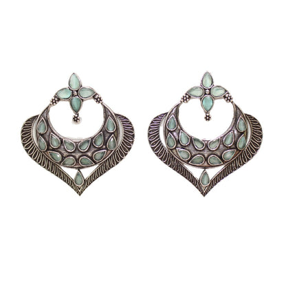 HEART & MOON PATTERN EARRINGS - MINT