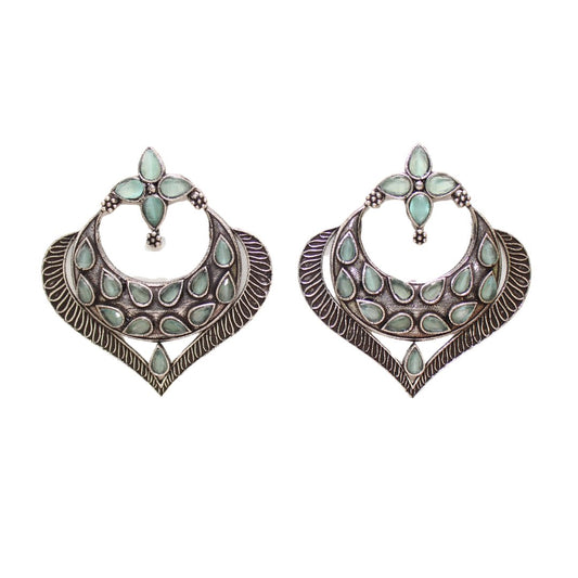 HEART & MOON PATTERN EARRINGS - MINT