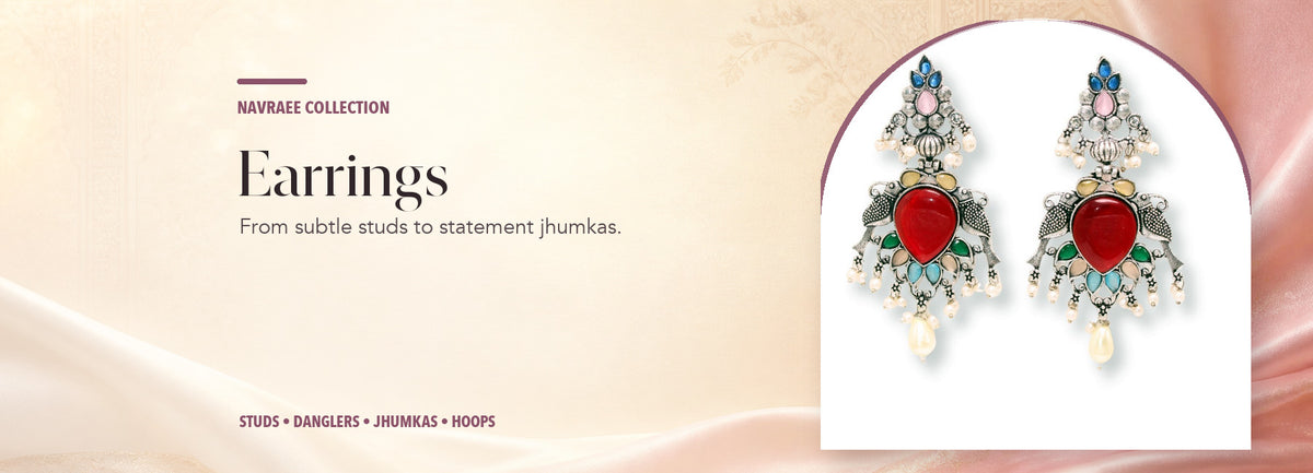 Earrings collection header banner featuring Parrot Pair Big Jhumka-Multicolour
