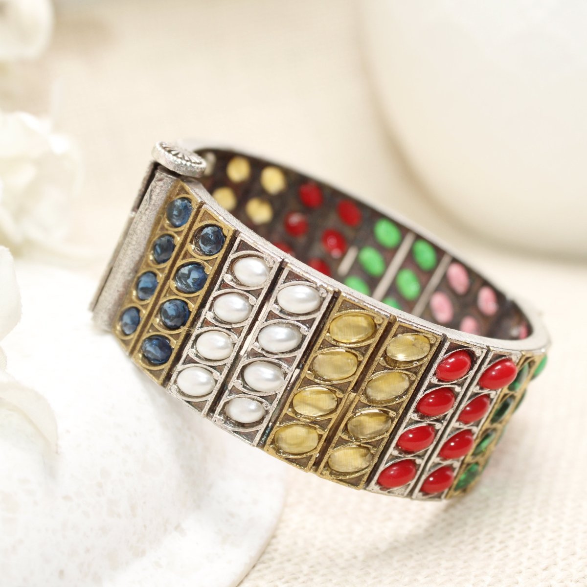 KALA DUAL-TONE MONALISA STONE KADA-NAVRATAN-MULTICOLOUR