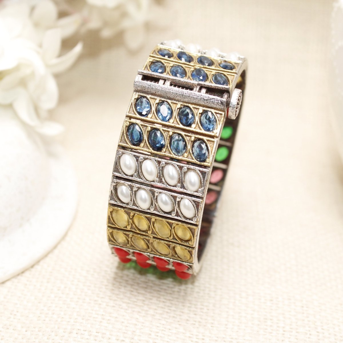 KALA DUAL-TONE MONALISA STONE KADA-NAVRATAN-MULTICOLOUR