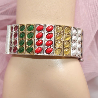KALA DUAL-TONE MONALISA STONE KADA-NAVRATAN-MULTICOLOUR