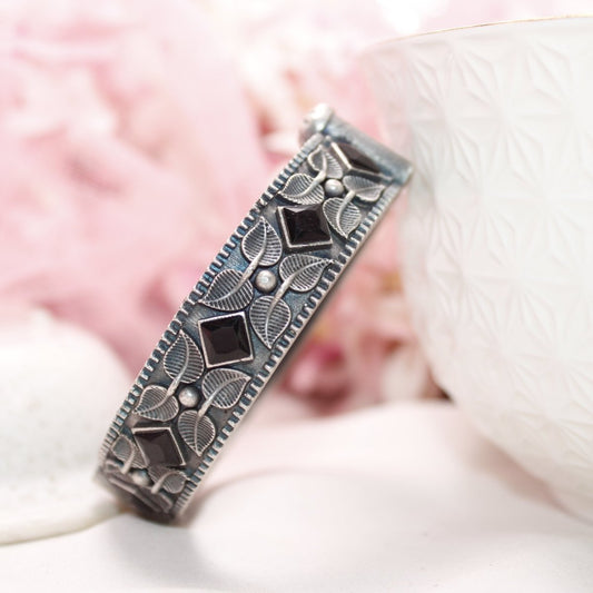 KALI - OXIDISED SILVER LOOK ALIKE KADA - BLACK