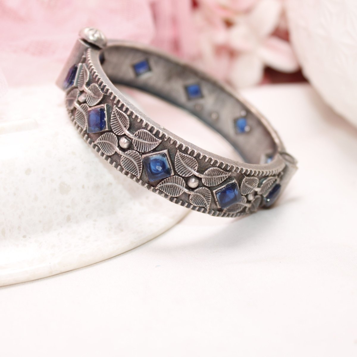 KALI - OXIDISED SILVER LOOK ALIKE KADA - BLUE