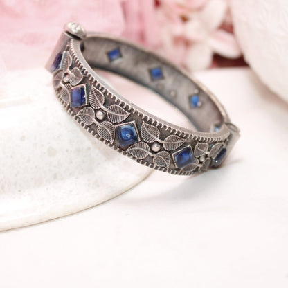 KALI - OXIDISED SILVER LOOK ALIKE KADA - BLUE