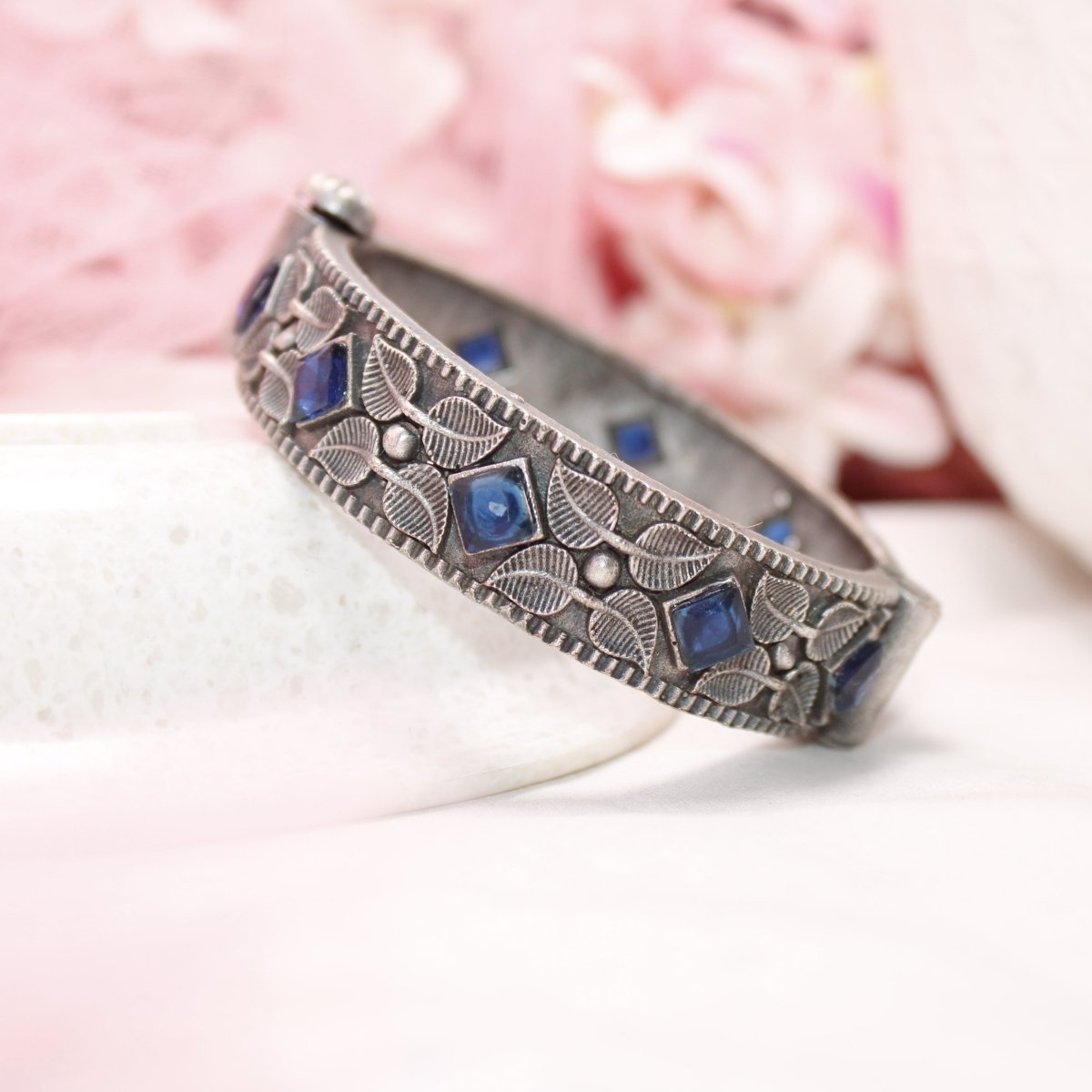 KALI - OXIDISED SILVER LOOK ALIKE KADA - BLUE