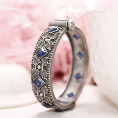 KALI - OXIDISED SILVER LOOK ALIKE KADA - BLUE