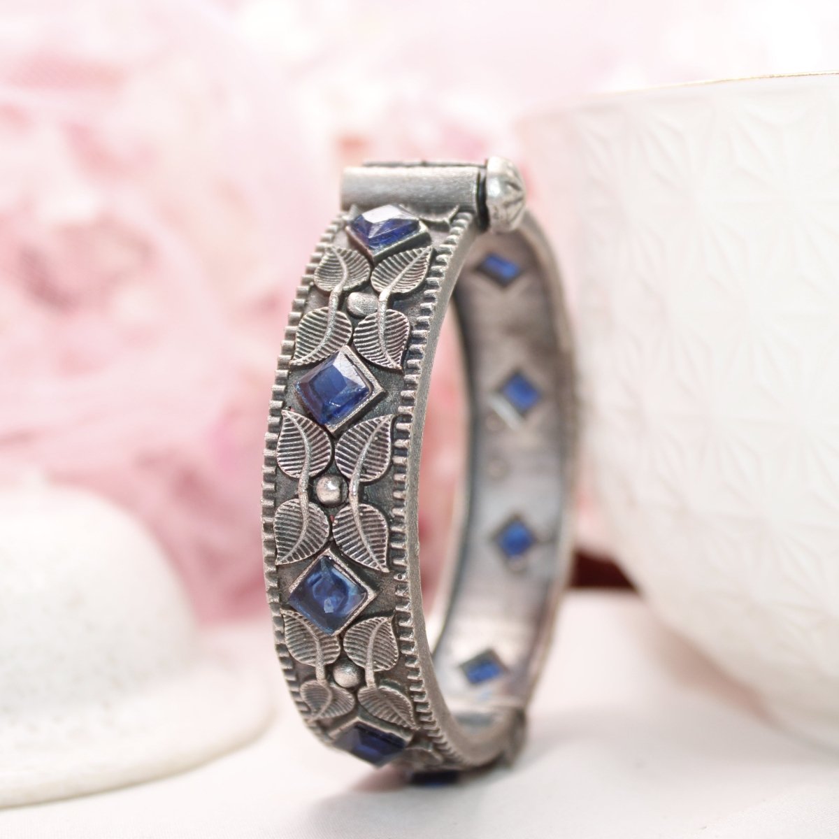 KALI - OXIDISED SILVER LOOK ALIKE KADA - BLUE