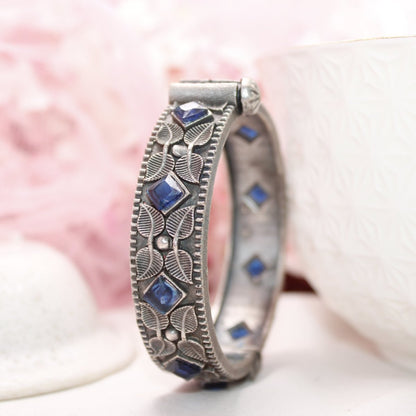 KALI - OXIDISED SILVER LOOK ALIKE KADA - BLUE