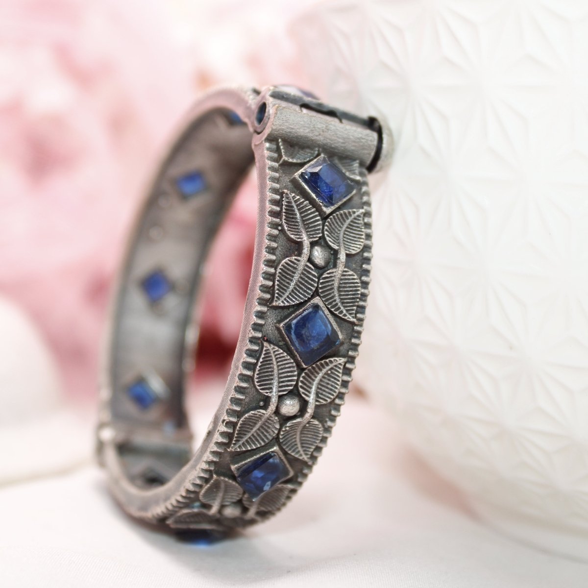 KALI - OXIDISED SILVER LOOK ALIKE KADA - BLUE