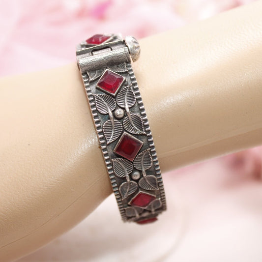 KALI - OXIDISED SILVER LOOK ALIKE KADA - RED