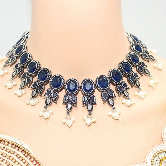 KALKI CRYSTAL NECKLACE SET - BLUE