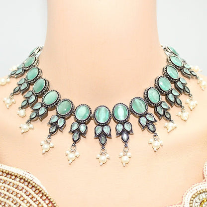 KALKI CRYSTAL NECKLACE SET-TURQUOISE