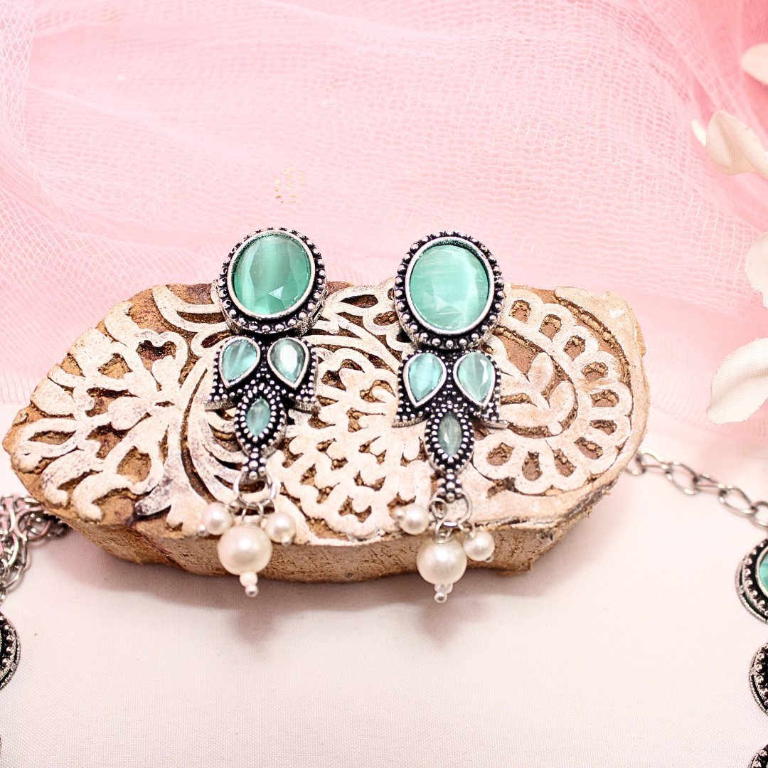 KALKI CRYSTAL NECKLACE SET-TURQUOISE