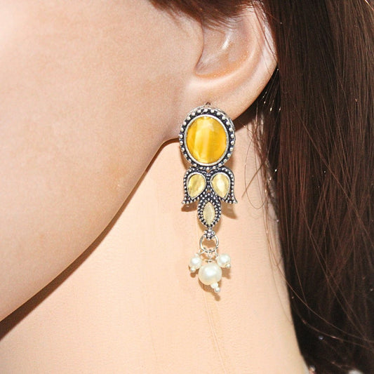 KALKI CRYSTAL NECKLACE SET - YELLOW