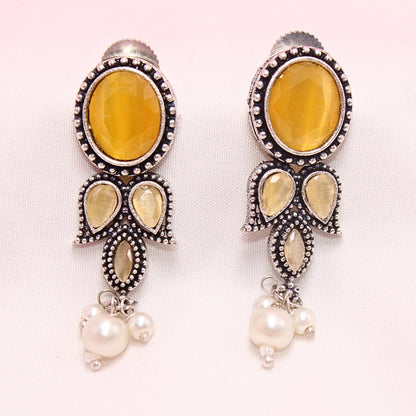 KALKI CRYSTAL NECKLACE SET-YELLOW