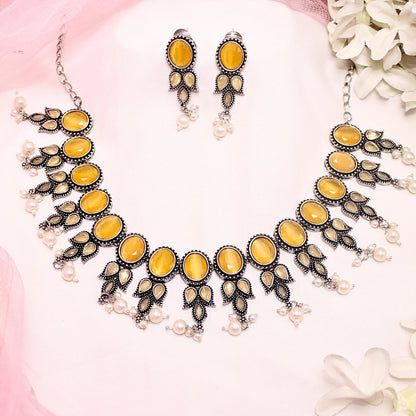 KALKI CRYSTAL NECKLACE SET - YELLOW