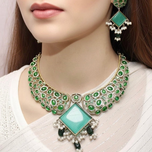 KANAK DUAL-TONE NECKLACE-GREEN