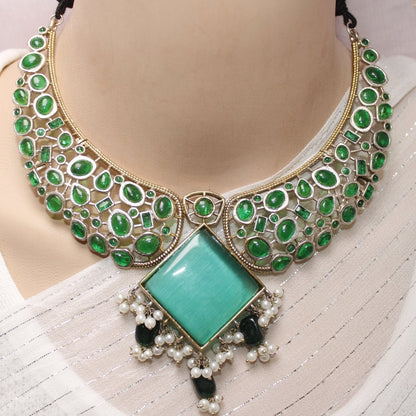 KANAK DUAL-TONE NECKLACE-GREEN
