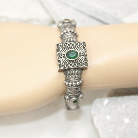 KARIGARI - ANTIQUE OXIDISED KADA - GREEN