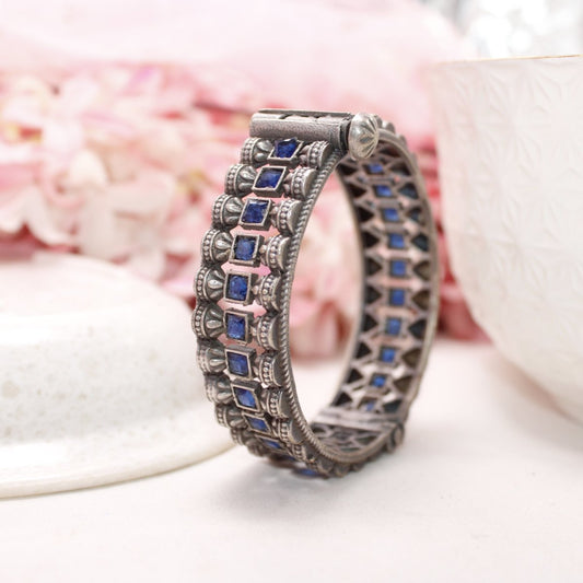 KASTURI - OXIDISED SILVER LOOK ALIKE KADA - BLUE
