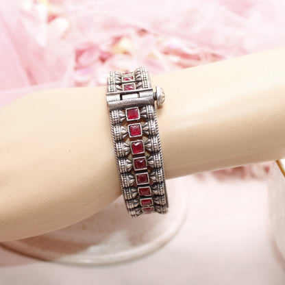 KASTURI - OXIDISED SILVER LOOK ALIKE KADA - RED