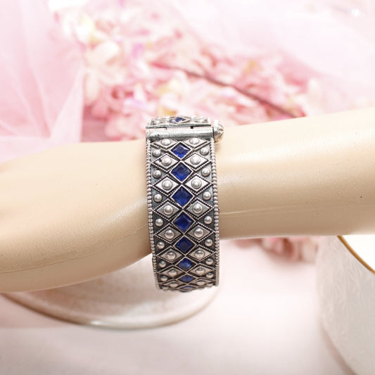 KAVERI-OXIDISED SILVER LOOK ALIKE KADA-BLUE