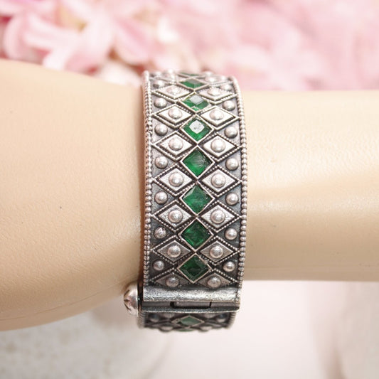 KAVERI - OXIDISED SILVER LOOK ALIKE KADA - GREEN