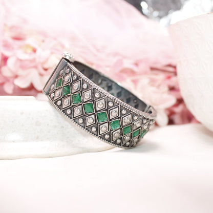 KAVERI-OXIDISED SILVER LOOK ALIKE KADA-GREEN