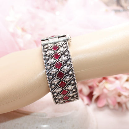 KAVERI - OXIDISED SILVER LOOK ALIKE KADA - RED