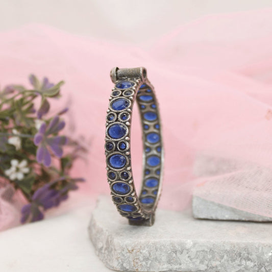 KESAR-OXIDISED SILVER LOOK ALIKE KADA-BLUE