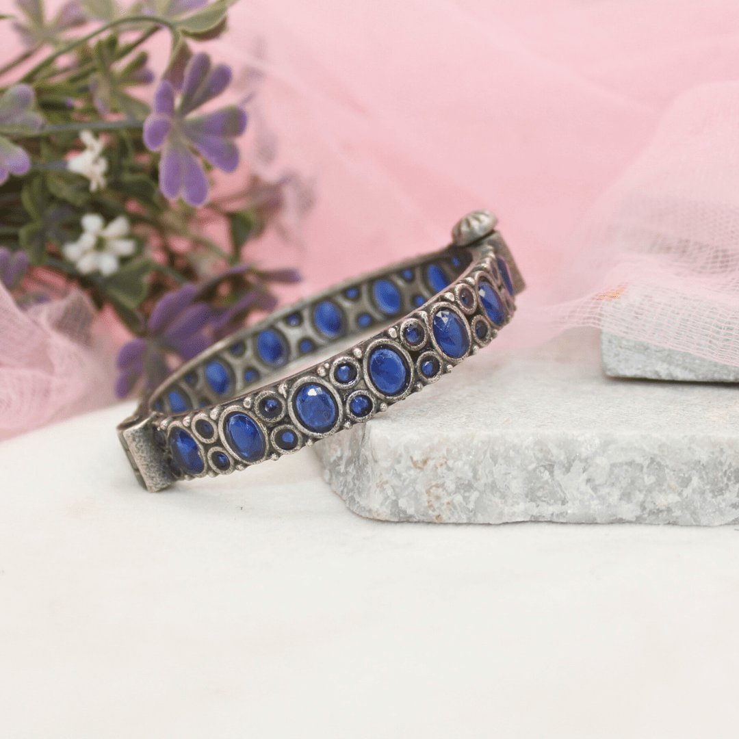 KESAR-OXIDISED SILVER LOOK ALIKE KADA-BLUE