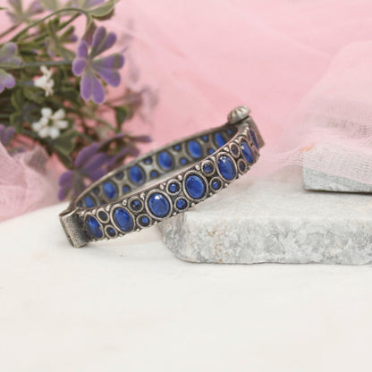 KESAR-OXIDISED SILVER LOOK ALIKE KADA-BLUE