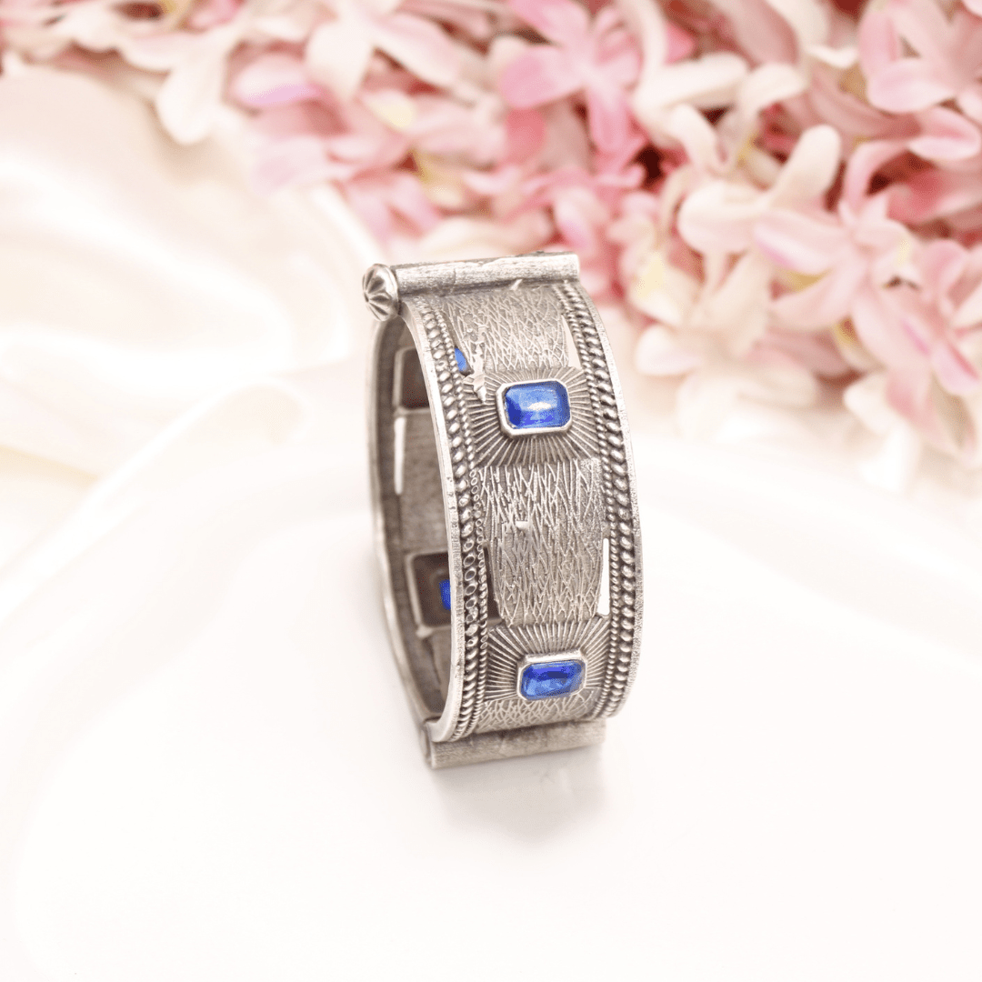 KIA - ANTIQUE SILVER LOOK ALIKE KADA - BLUE