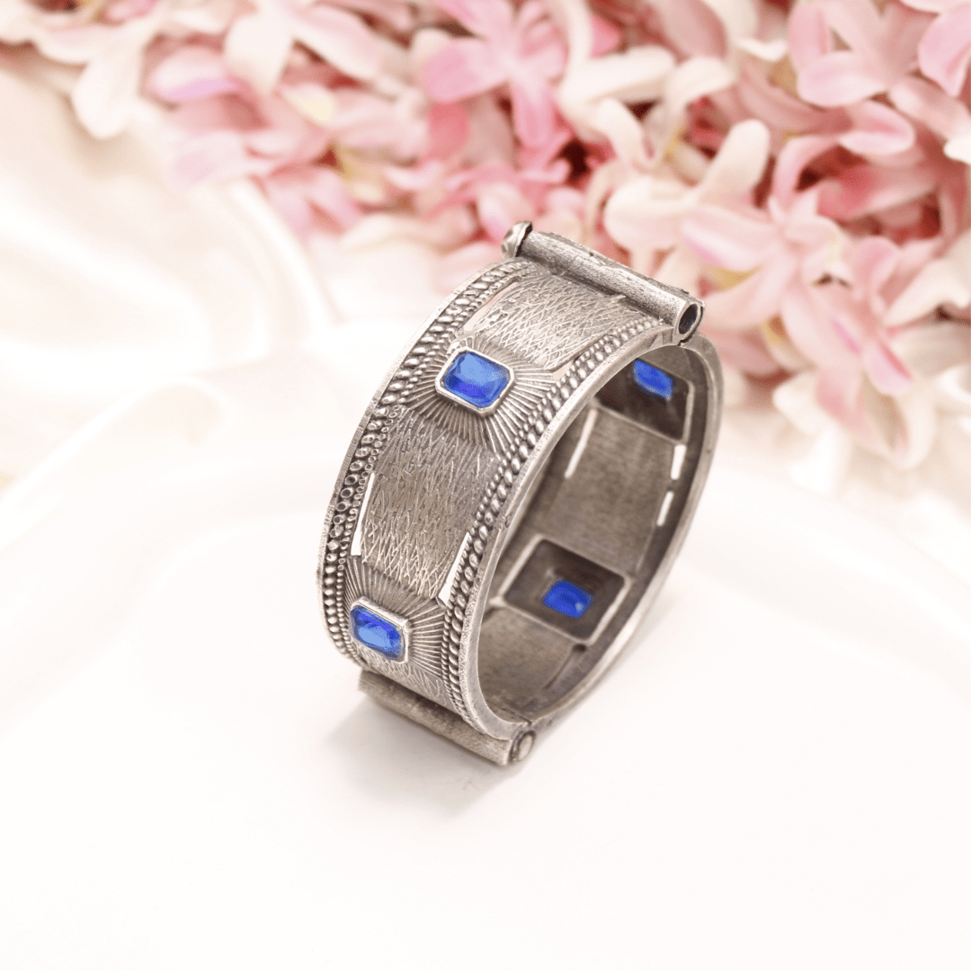KIA - ANTIQUE SILVER LOOK ALIKE KADA - BLUE