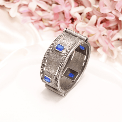 KIA - ANTIQUE SILVER LOOK ALIKE KADA - BLUE