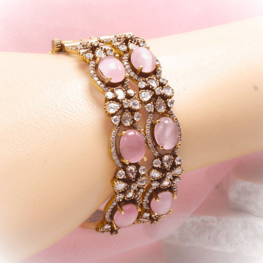 KIRAT ANTIQUE MOISSANITE KADA - (SET OF 2)- PINK