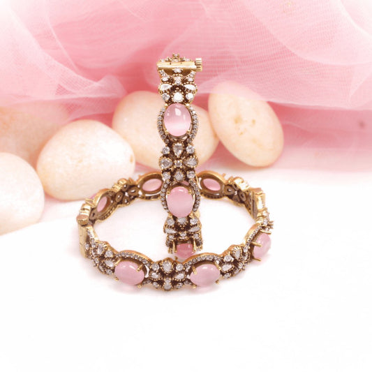 KIRAT ANTIQUE MOISSANITE KADA - (SET OF 2)- PINK